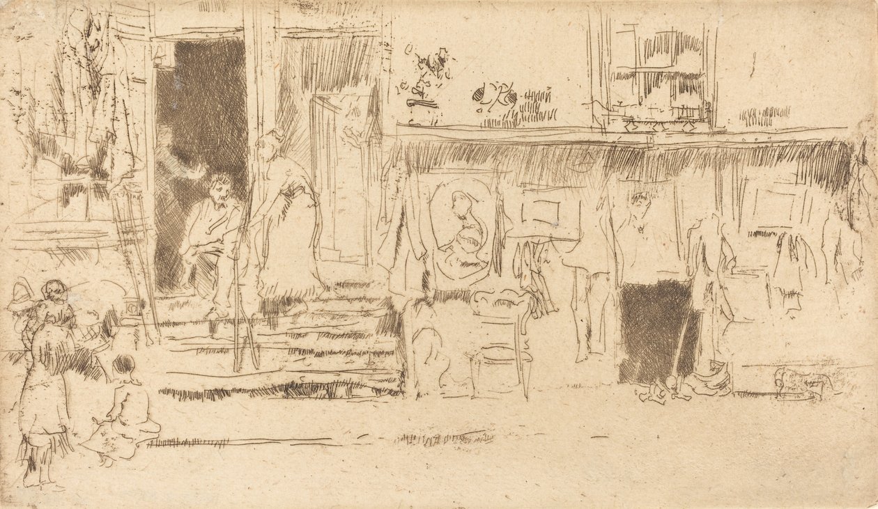 Vanha vaatekauppa, nro II, c. 18841886. tekijältä James Abbott McNeill Whistler