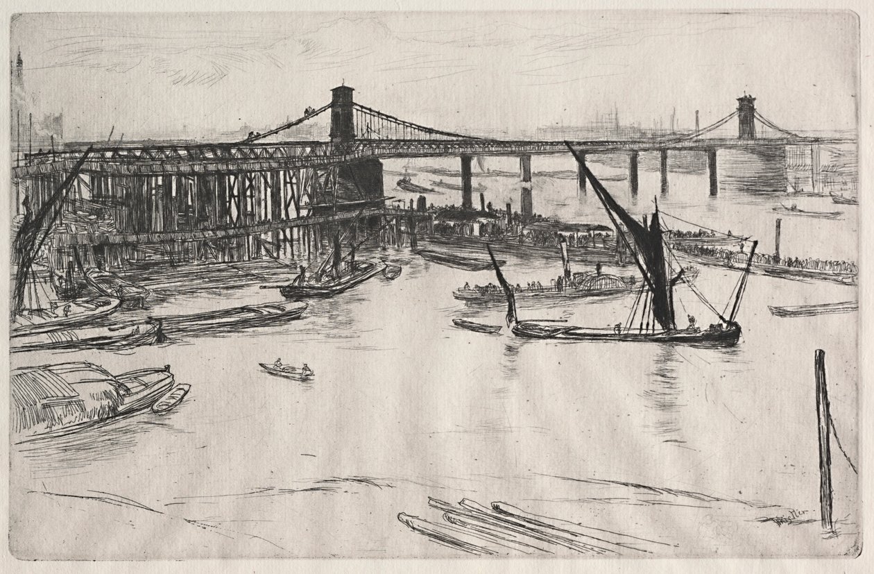 Vanha Hungerford Bridge. tekijältä James Abbott McNeill Whistler