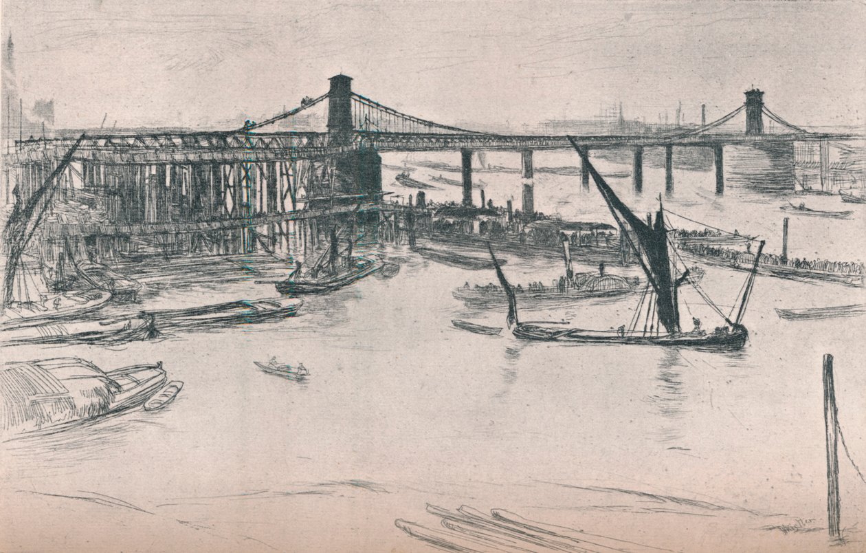 Old Hungerford Bridge, 1861, 1903 tekijältä James Abbott McNeill Whistler