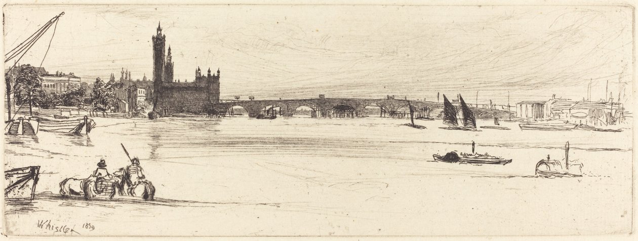 Old Westminster Bridge, 1859. finlandès tekijältä James Abbott McNeill Whistler