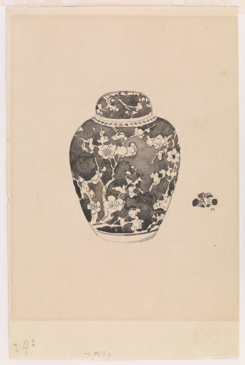 Oviform inkivääripurkki kellonmuotoisella kannella, 1878. tekijältä James Abbott McNeill Whistler