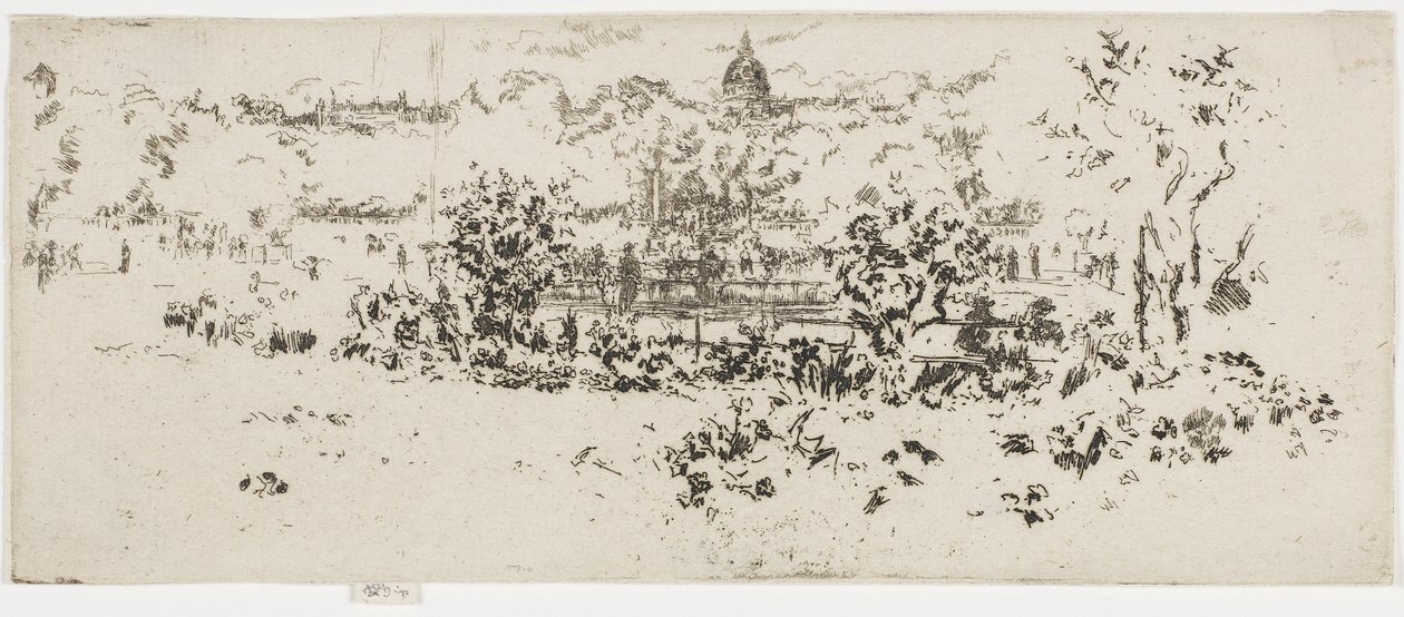 Pantheon, Luxembourg Gardens, n. 1892-1893 (etsaus paperille) tekijältä James Abbott McNeill Whistler