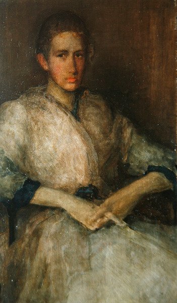 Ellen Sturgis Hooperin muotokuva, n. 1890 (öljy puulevylle) (katso myös 419724) tekijältä James Abbott McNeill Whistler