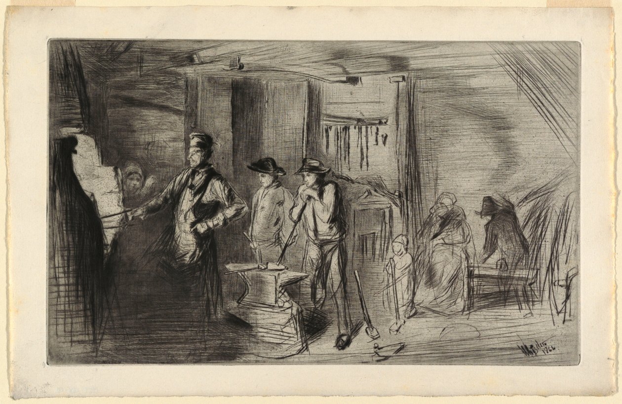 Vedos, The Forge, sarjasta Etchings on the Thames and other subjects, 1861. tekijältä James Abbott McNeill Whistler