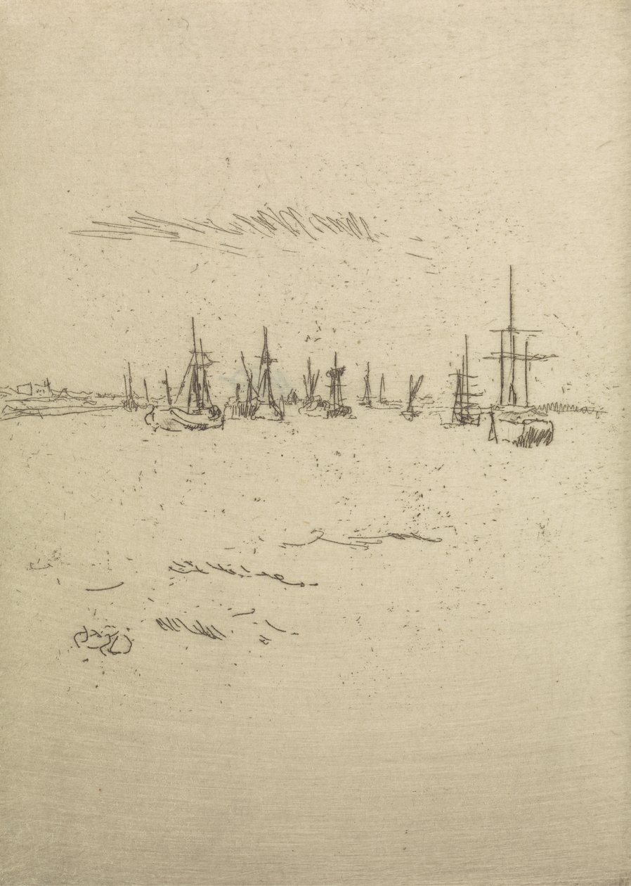 Paluu Tilburyyn kahdentoista etsauksen sarjasta The Naval Review, 1887 tekijältä James Abbott McNeill Whistler