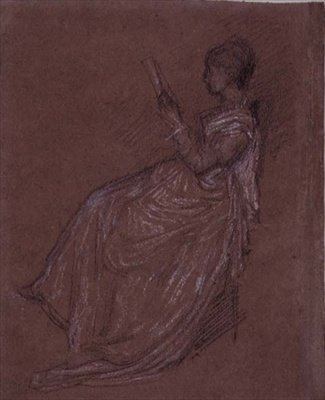 Istuva nainen Reading, työskentely rouva Laylandille (pastelliliitu paperille) tekijältä James Abbott McNeill Whistler