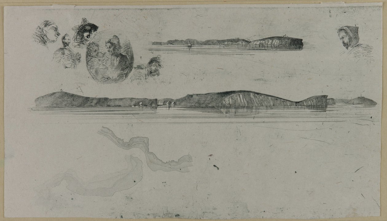 Luonnoksia rannikkomittauslevyllä, 1854. tekijältä James Abbott McNeill Whistler