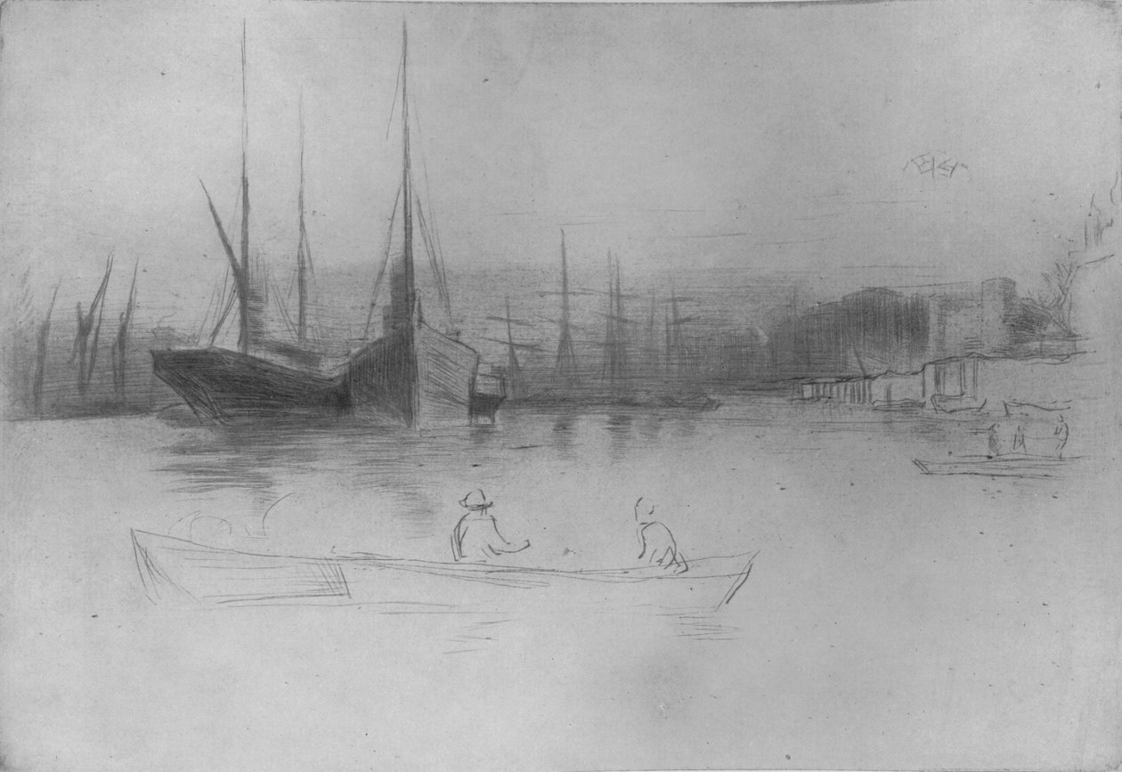 Steamboats Off The Tower, 1875, 1904 tekijältä James Abbott McNeill Whistler