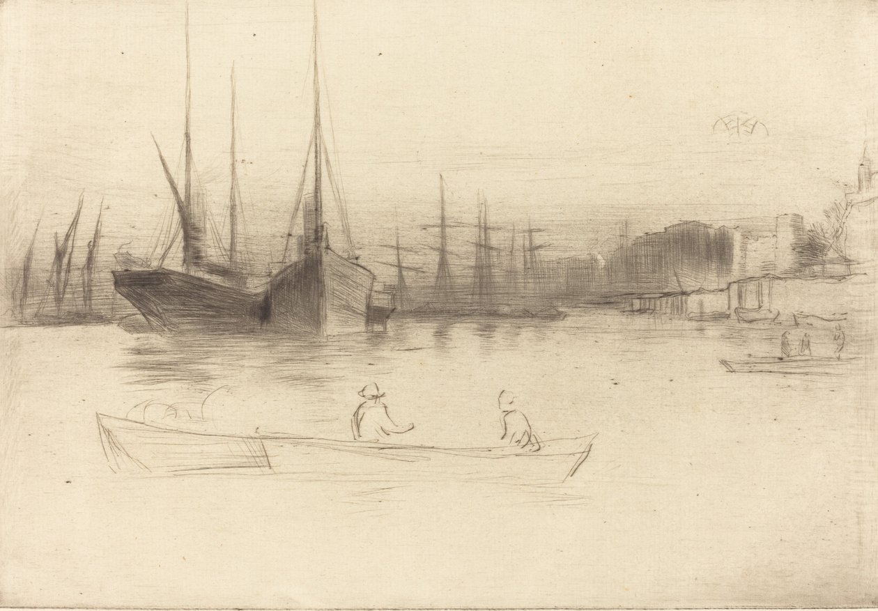 Höyrylaivat pois Towerista, 1875. tekijältä James Abbott McNeill Whistler