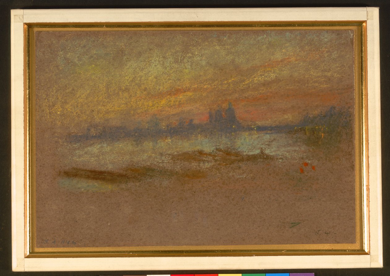Auringonlasku; punainen ja kultainen - tervehdys tekijältä James Abbott McNeill Whistler