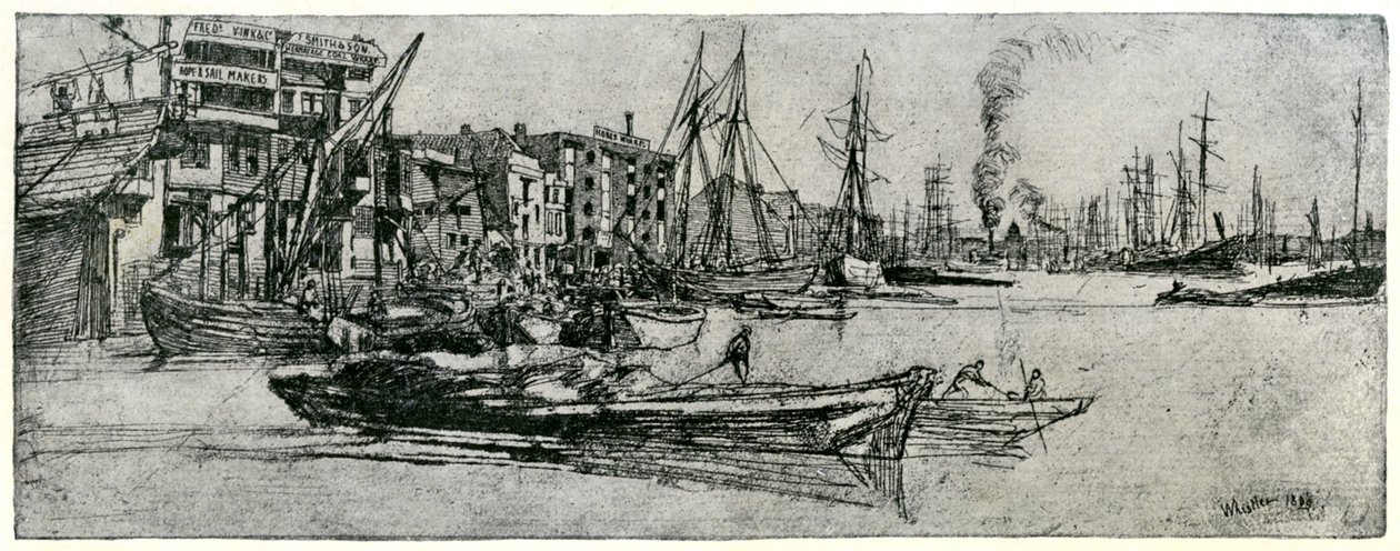 Thames Warehouse, 1800-luku 1904. tekijältä James Abbott McNeill Whistler