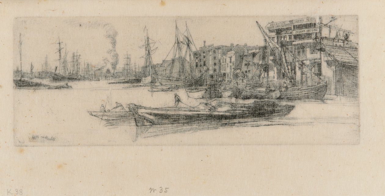 aThames Warehouses, 1859. finlandès tekijältä James Abbott McNeill Whistler