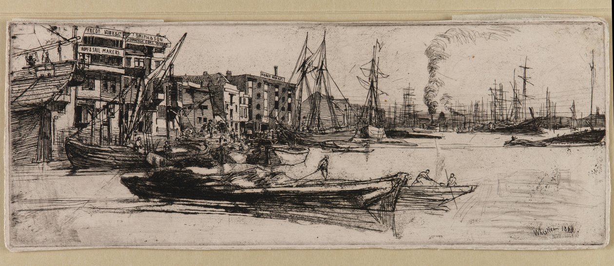 Thames Warehouses, 1859. tekijältä James Abbott McNeill Whistler
