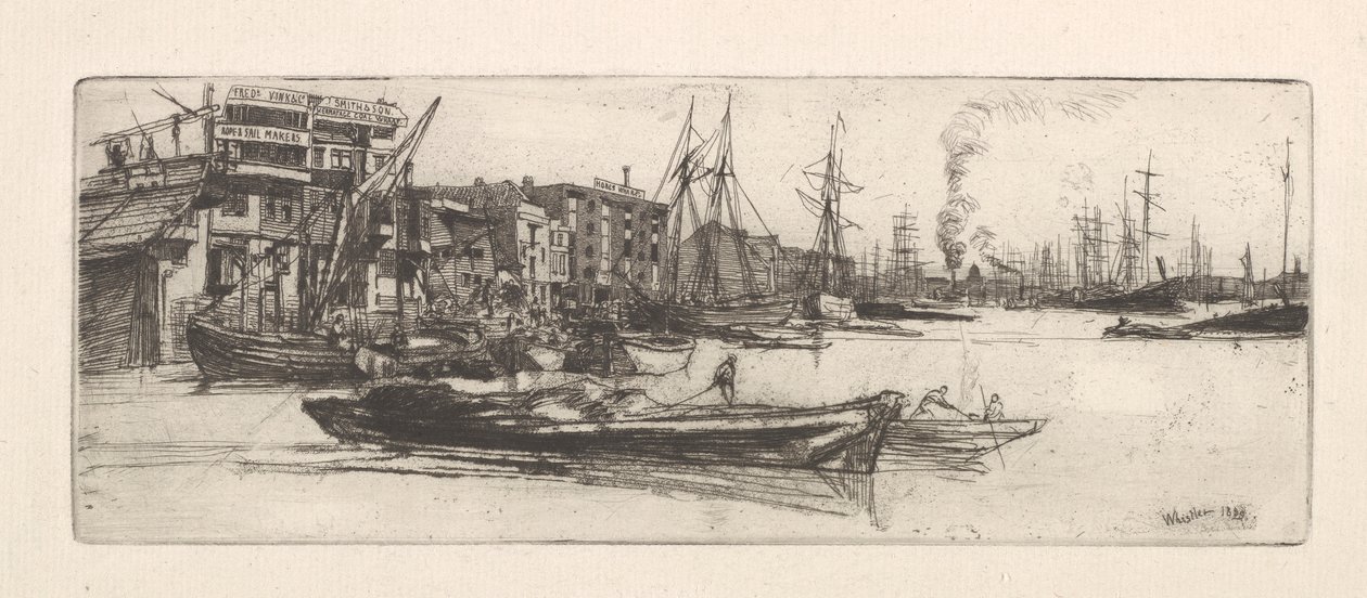 Thames Warehouses, 1859. tekijältä James Abbott McNeill Whistler