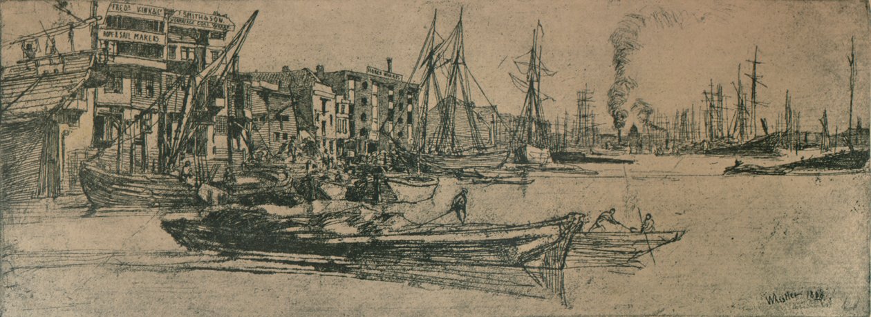 Thames Warehouses, 1859, 1904 tekijältä James Abbott McNeill Whistler