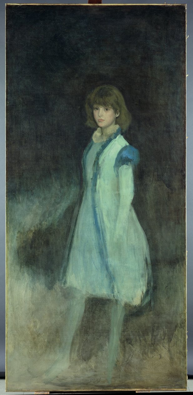 Sininen tyttö: Connie Gilchristin muotokuva (1865-1946), n. 1879 tekijältä James Abbott McNeill Whistler