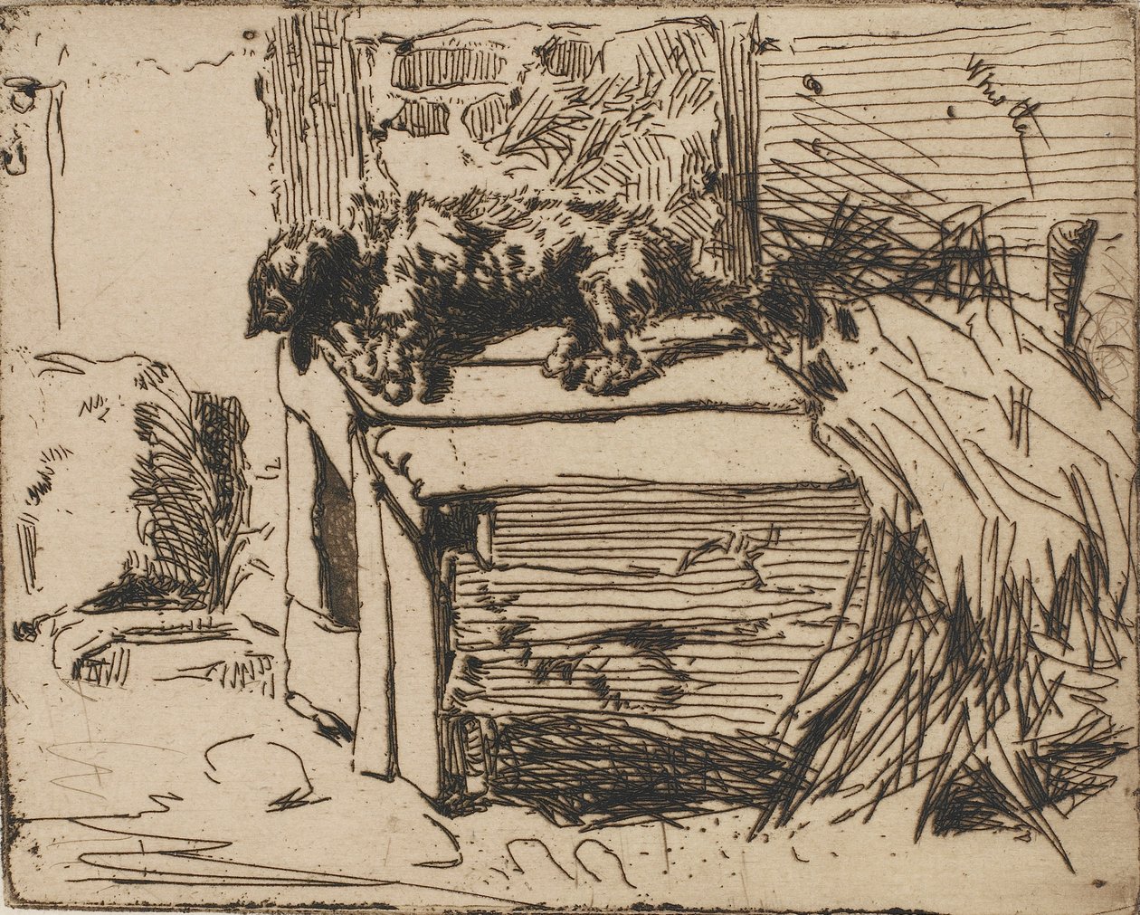 Koira kennelissä, 1858. tekijältä James Abbott McNeill Whistler