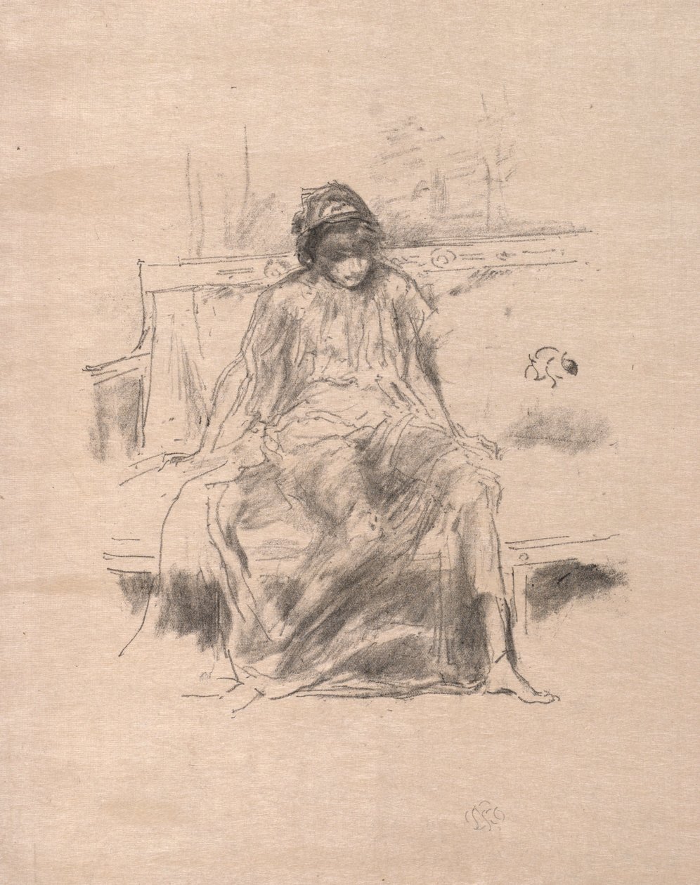Verhottu hahmo istuva, 1893. tekijältä James Abbott McNeill Whistler