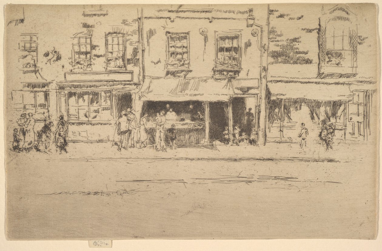 The Fish Shop, Busy Chelsea Fish Shop, Chelsea, 1886-87. tekijältä James Abbott McNeill Whistler