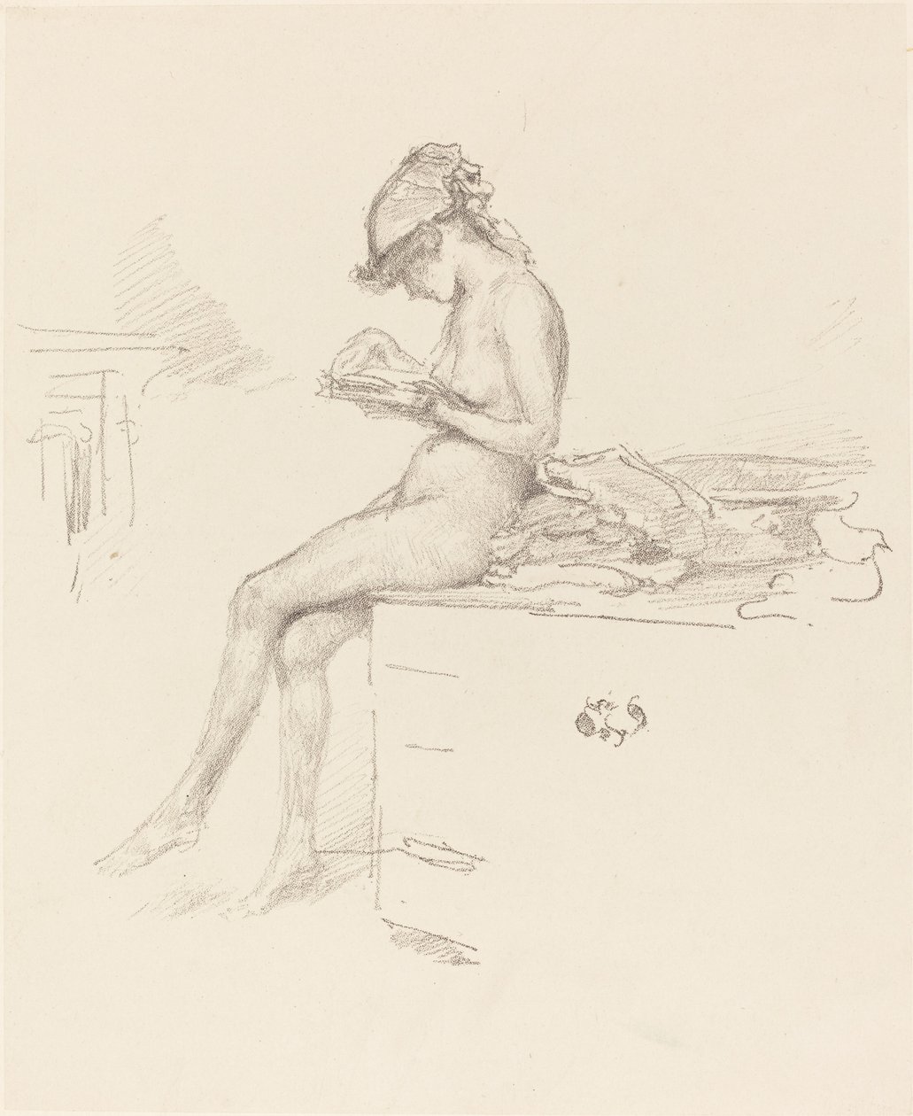 Pieni alastonmalli, Reading, 18891890. tekijältä James Abbott McNeill Whistler