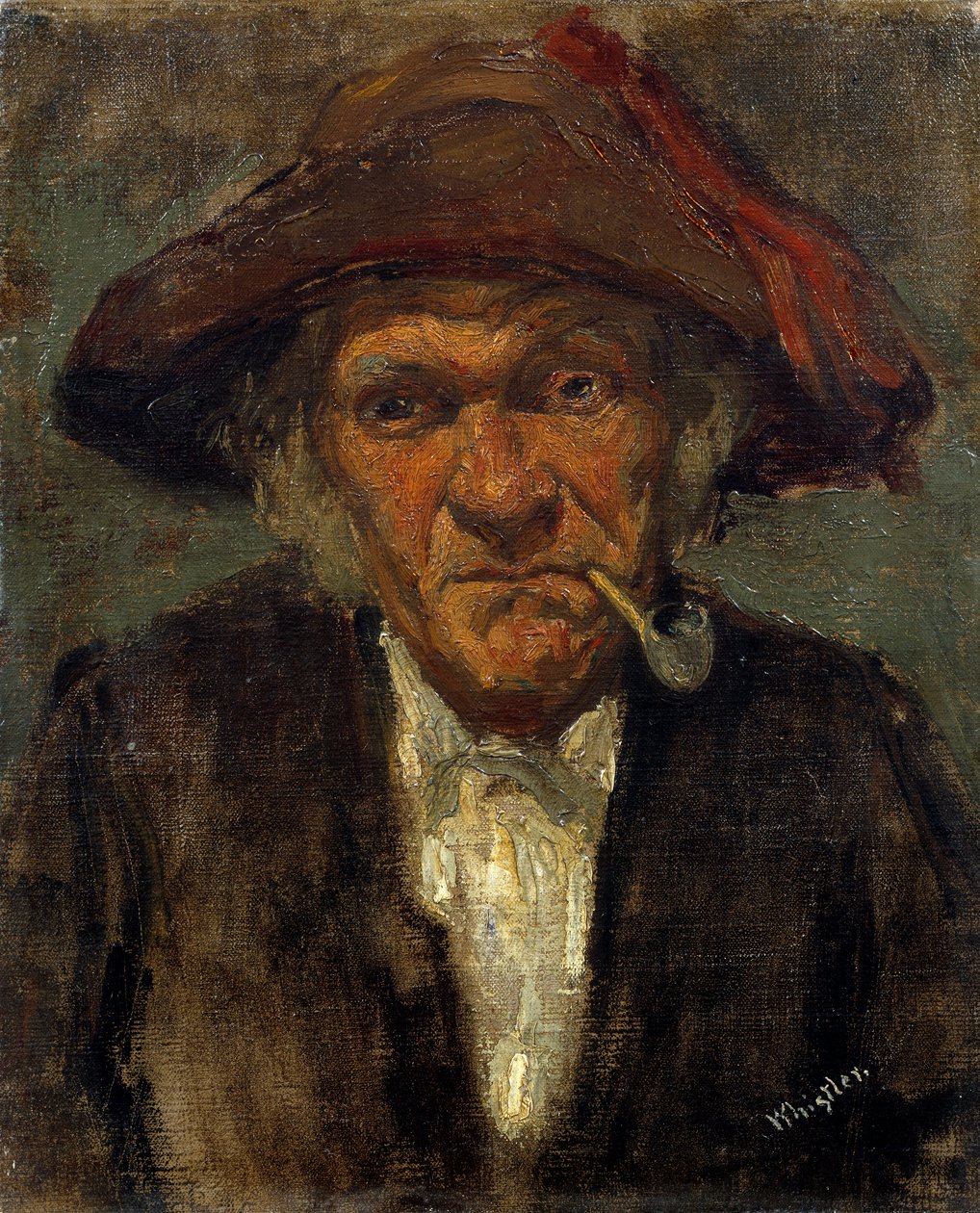 James Mac Neil Whistlerin (1834-1903) maalaus Miehellä on putki tekijältä James Abbott McNeill Whistler