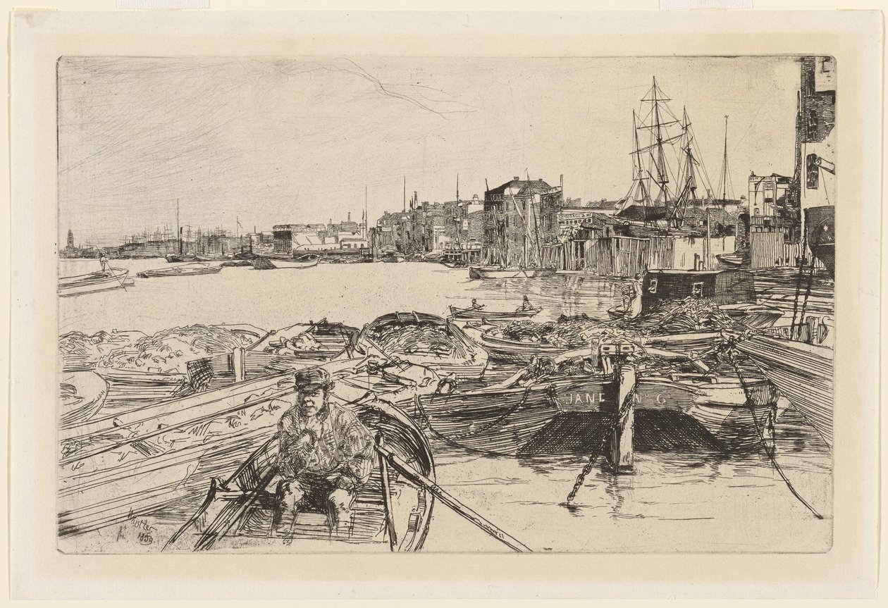 Allas, sarjasta Kuusitoista etsausta Thamesjoen näkymistä tekijältä James Abbott McNeill Whistler