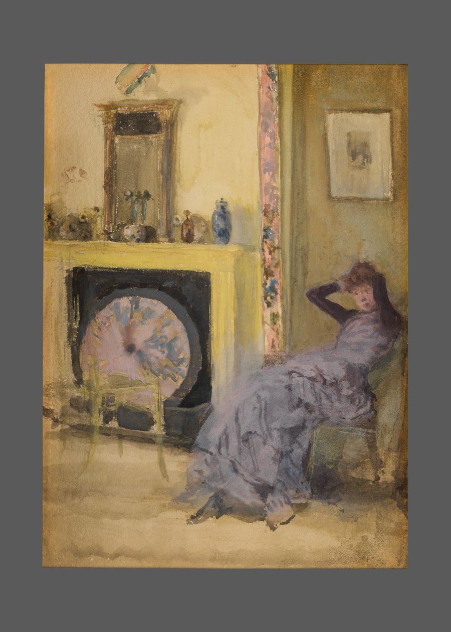 Keltainen huone, n. 1883-1884 (akvarelli ja guassi pahville tekijältä James Abbott McNeill Whistler