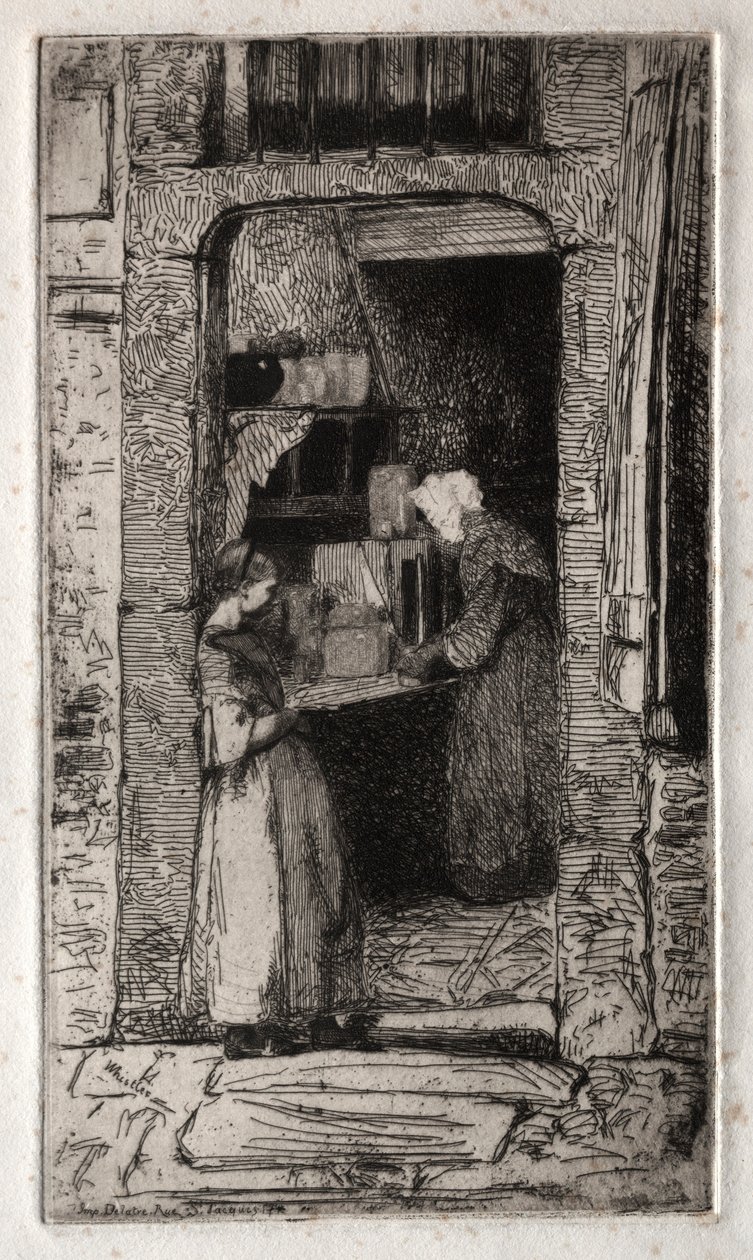 Kaksitoista etsausta luonnosta: Sinappikauppias, 1858. tekijältä James Abbott McNeill Whistler