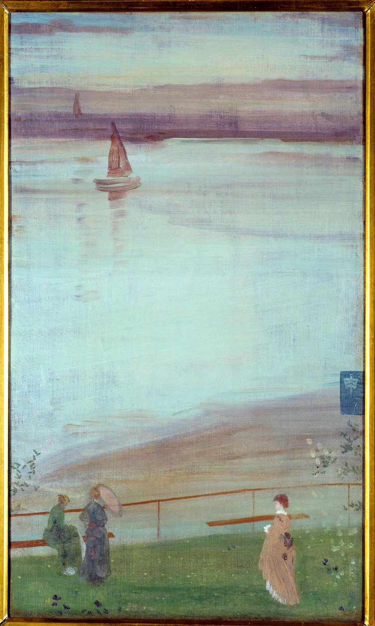 James Abbott McNeill Whistlerin (1834-1903) variaatio purppuraan ja vihreään maalaukseen 1871 su. 0,35x0,61 m Pariisi, musee d