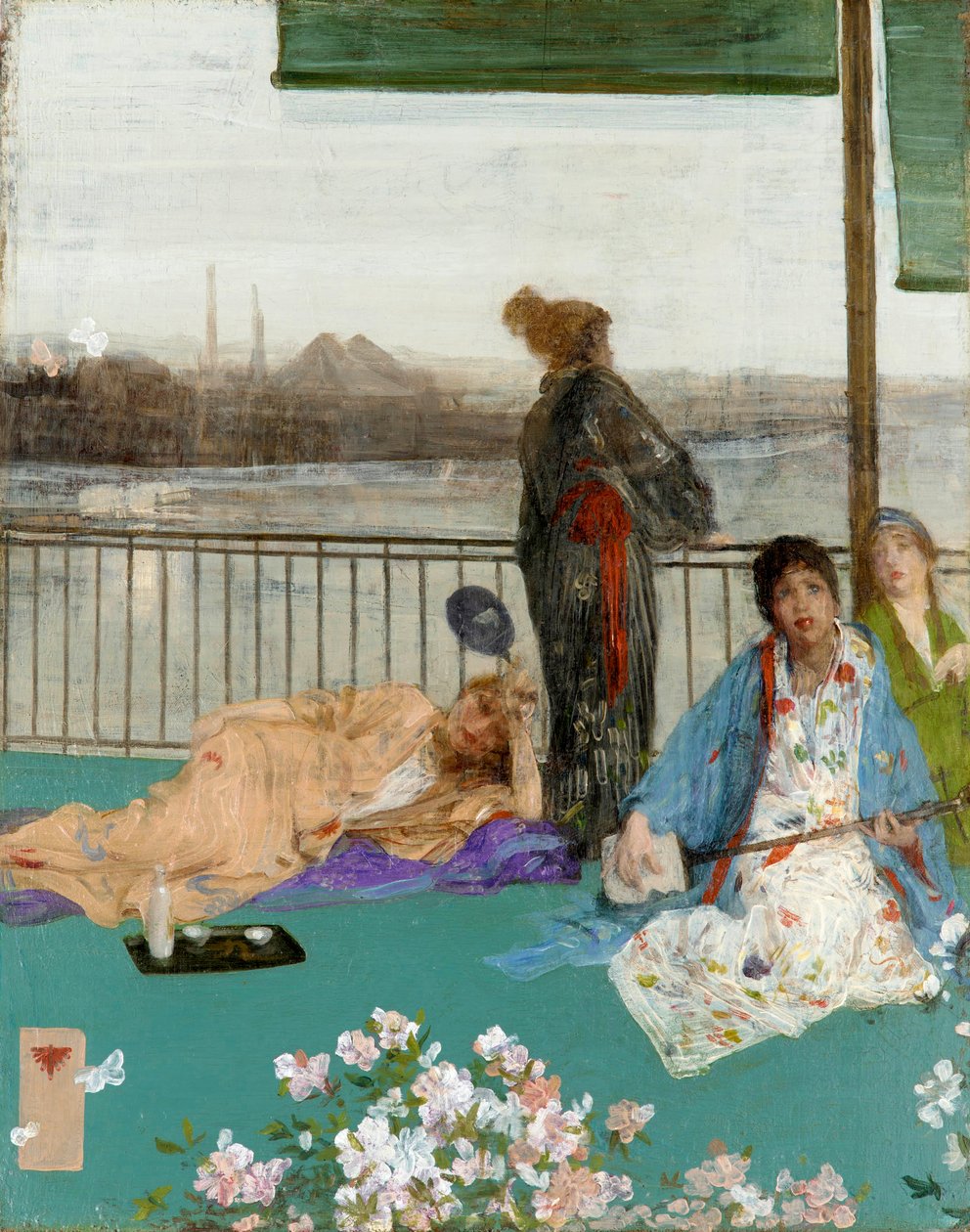 Variaatioita lihanvärissä ja vihreässä: Parveke, c. 1870 tekijältä James Abbott McNeill Whistler