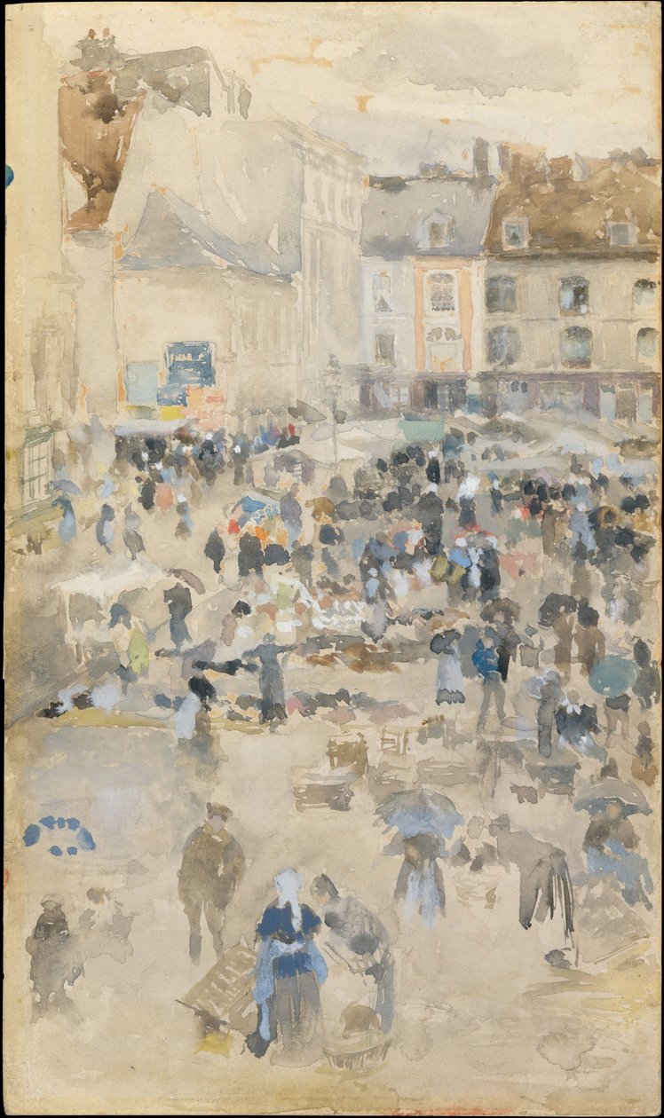Muunnelmia Violet- ja GreyMarket Placessa, Dieppe, 1885. tekijältä James Abbott McNeill Whistler