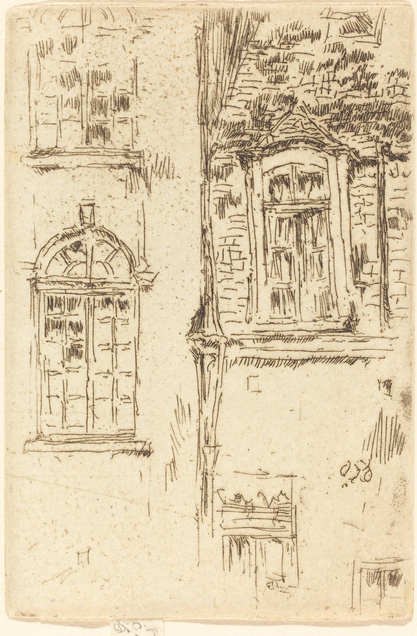 Ikkunat hotellia vastapäätä, Bourges, 1888. tekijältä James Abbott McNeill Whistler
