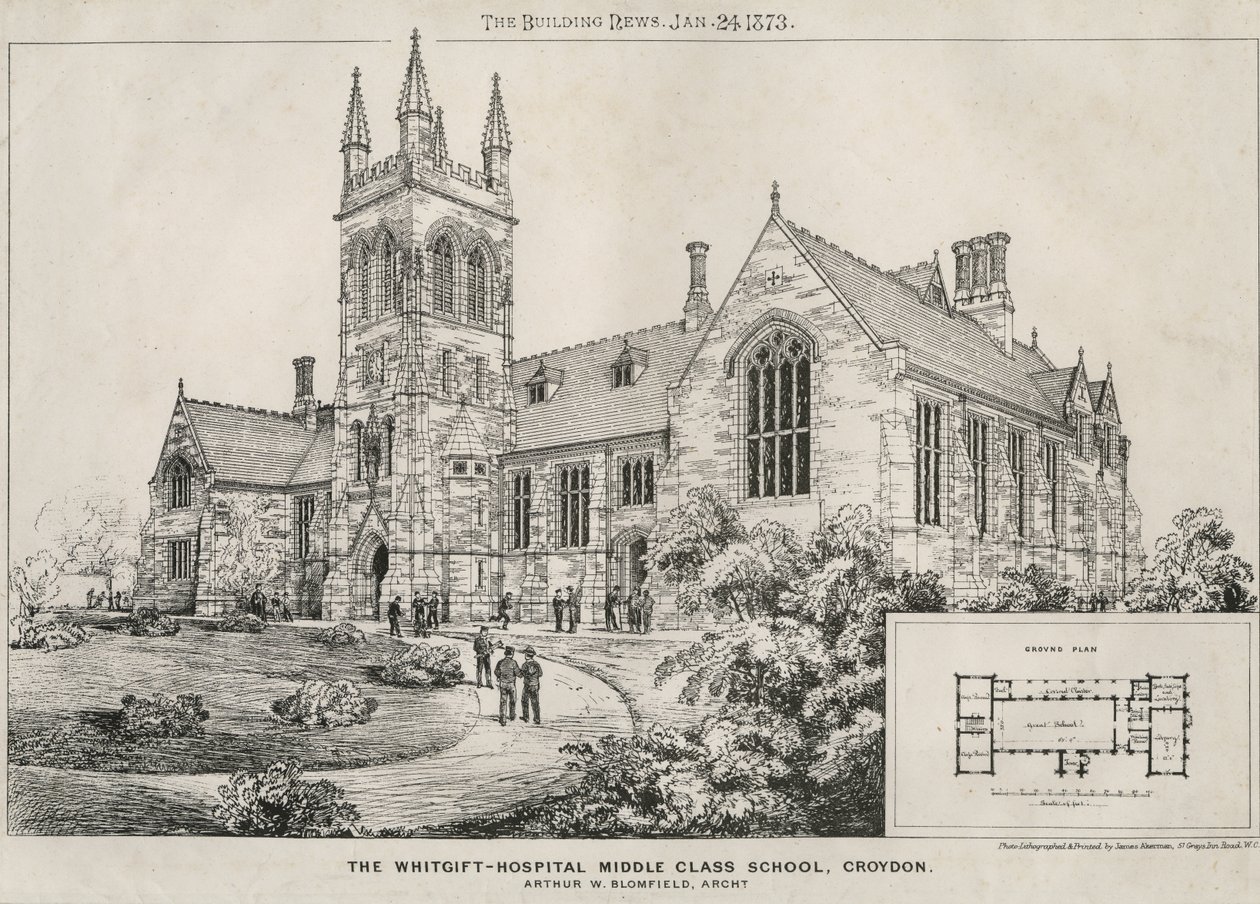 The Whitgift Hospital Middle Class School, Croydon, 1873 tekijältä James Akerman