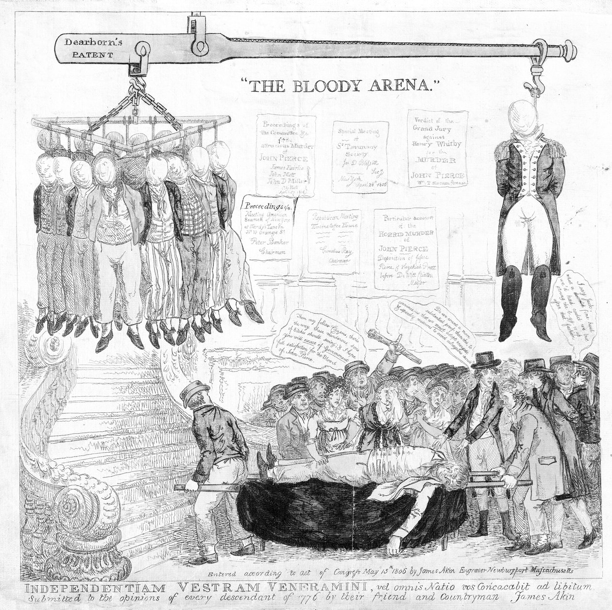 "The Bloody Arena", painettu Newburyportissa, 13. toukokuuta 1806 tekijältä James Akin