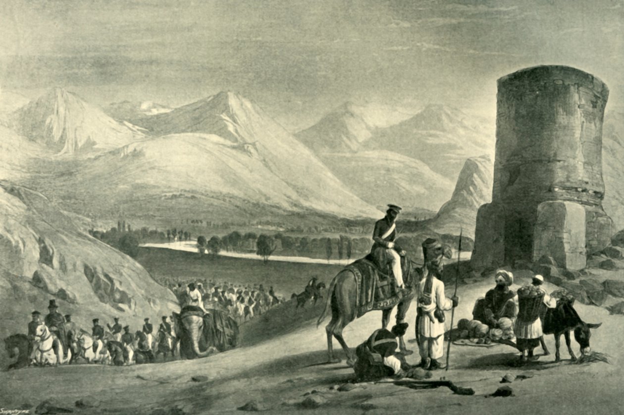 Maidanin laakso ja Buzrakin torni, 1842, 1901. tekijältä James Atkinson