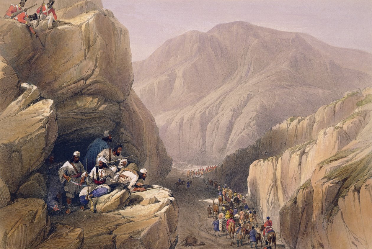 Siri-Khajoorin villi sola julkaisusta "Sketches in Afghanistan", kaiverrettu Charles Haghe (1810-88) ja Louis Haghe (1806-85), julkaisija Henry Graves, 1842 tekijältä James Atkinson