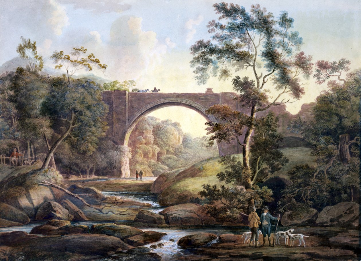 Näkymä Tanfield Archista Durhamin kreivikunnassa, n. 1811 (wc paperilla) tekijältä James Atkinson
