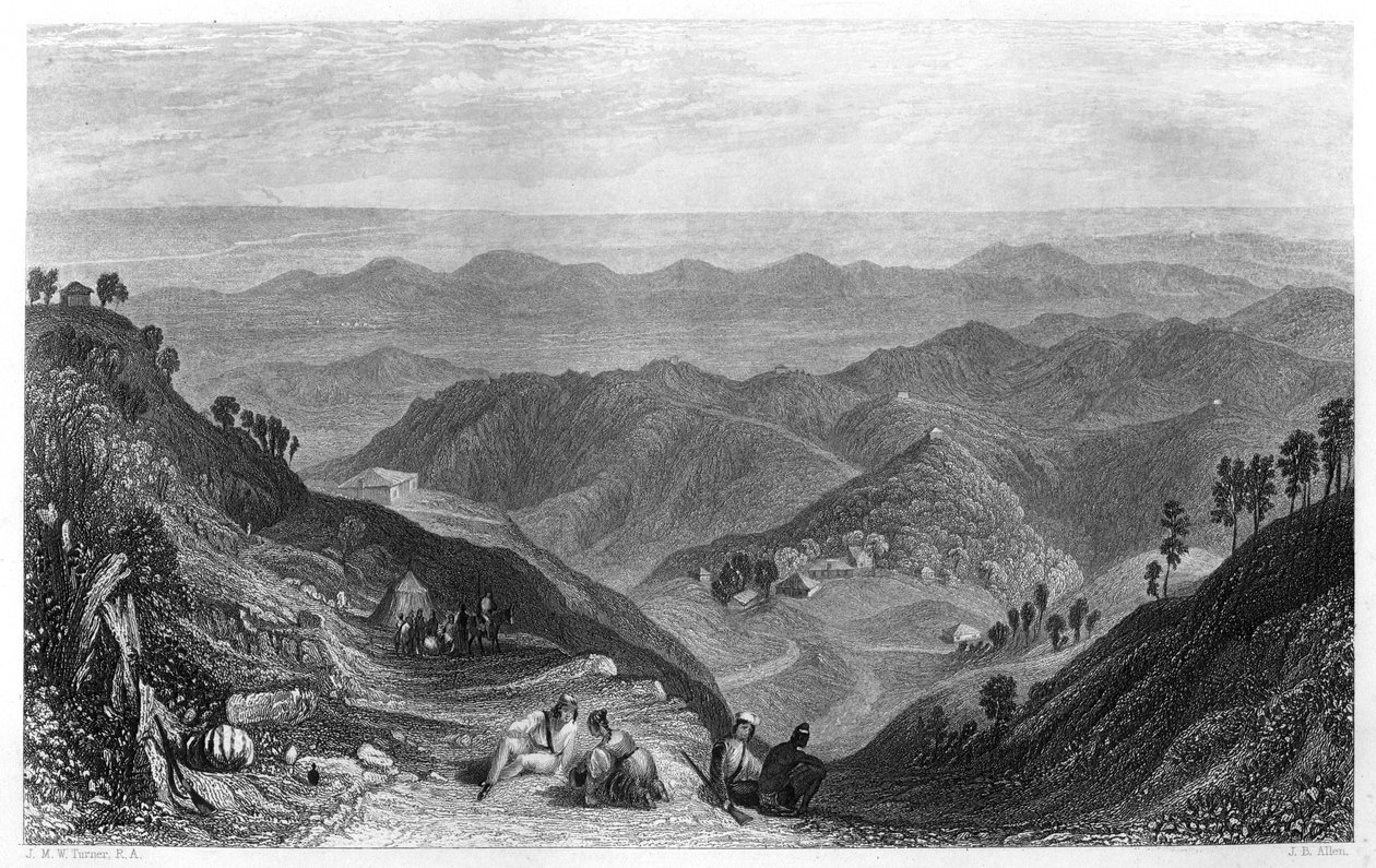 Mussoorie ja Dhoonin laakso, Intia, vuodelta 1860. tekijältä James B. Allen