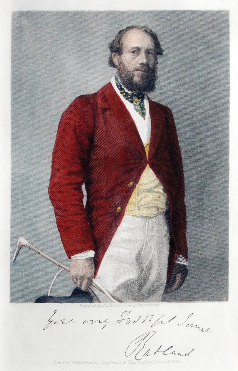 Rutlandin kuudes herttua metsästykseen pukeutunut, 1861 tekijältä James B. Hunt