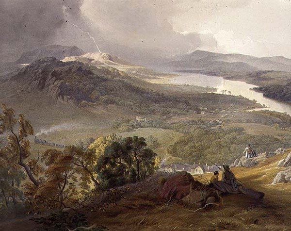 Lake Windermere, yksityiskohta Lakeside Railwaysta, Englannin järvialueelta tekijältä James Baker (after) Pyne