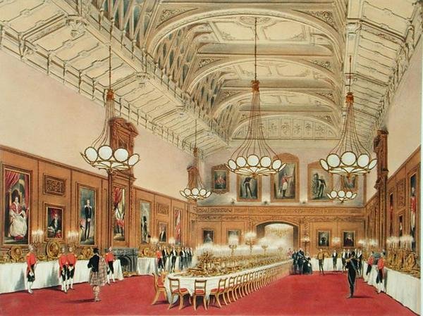 Waterloo Gallery, Windsorin linna, Venäjän keisarin vierailulla tekijältä James Baker (after) Pyne