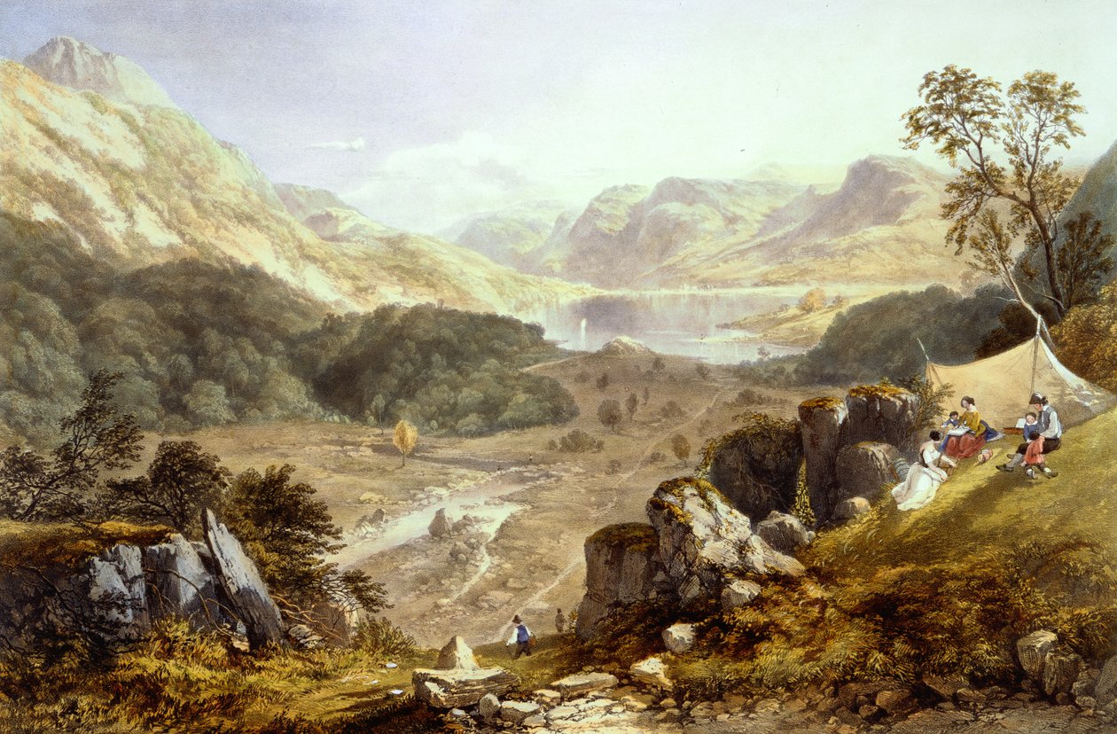 Thirlmere ja Wythburn elokuvasta "The English Lake District" tekijältä James Baker (after) Pyne