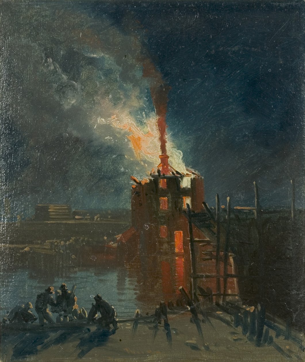 Bristol Riots: Warehouse from Wapping, n.1832 (öljy paperille) tekijältä James Baker Pyne