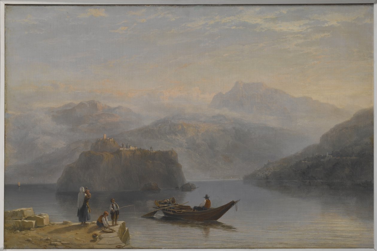 Lago Maggiore (?) n. 1860 (öljy kankaalle) tekijältä James Baker Pyne