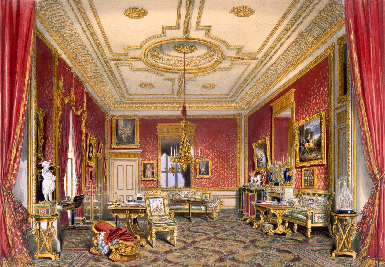 Kuningattaren yksityinen olohuone, Windsorin linna, 1838 tekijältä James Baker Pyne