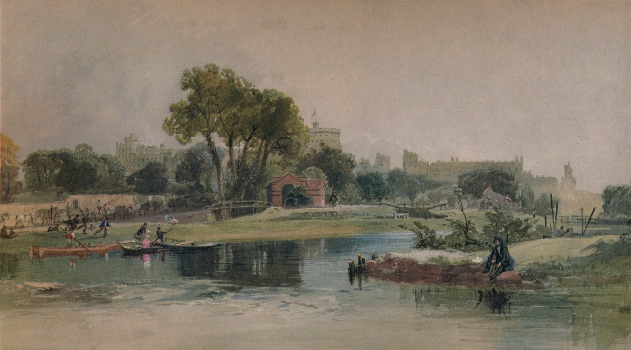 Windsorin linna Etonin leikkikentältä, vuodelta 1838 tekijältä James Baker Pyne