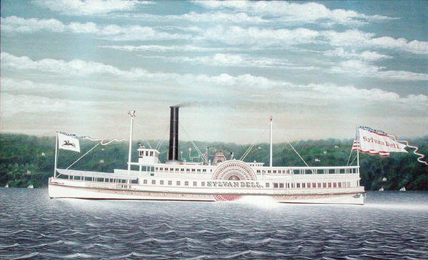 The Steamboat "Sylvan Dell" (akvarelli paperille) tekijältä James Bard