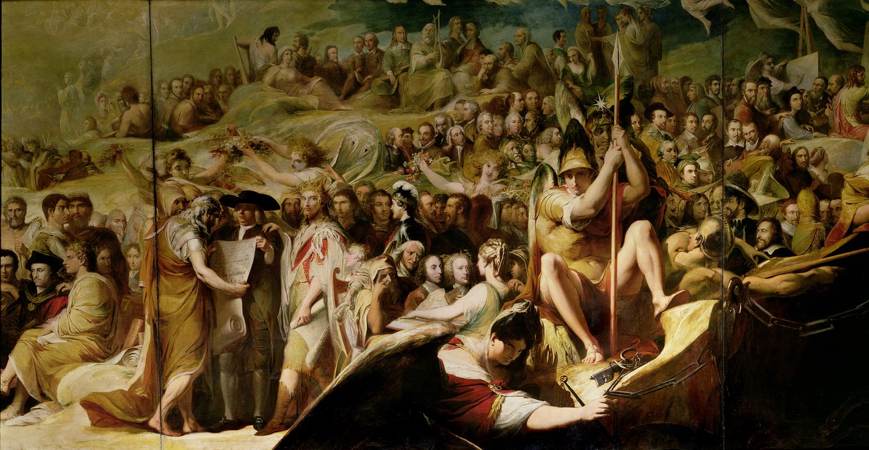 Elysium eli lopullisen koston tila, kuudes sarjassa The Progress of Human Culture and Knowledge, yksityiskohta tiedemiehistä ja filosofeista (katso 101465) tekijältä James Barry