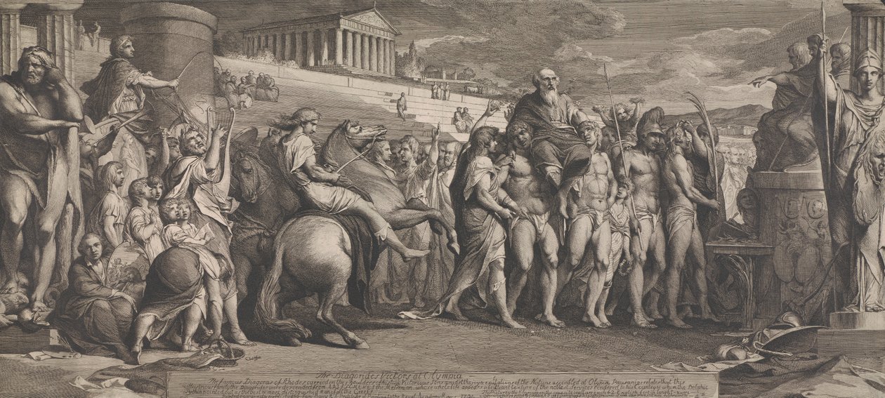 Diagorides Victors at Olympia (taiteen edistämisyhdistyksen suuren huoneen seinien suunnittelu) tekijältä James Barry