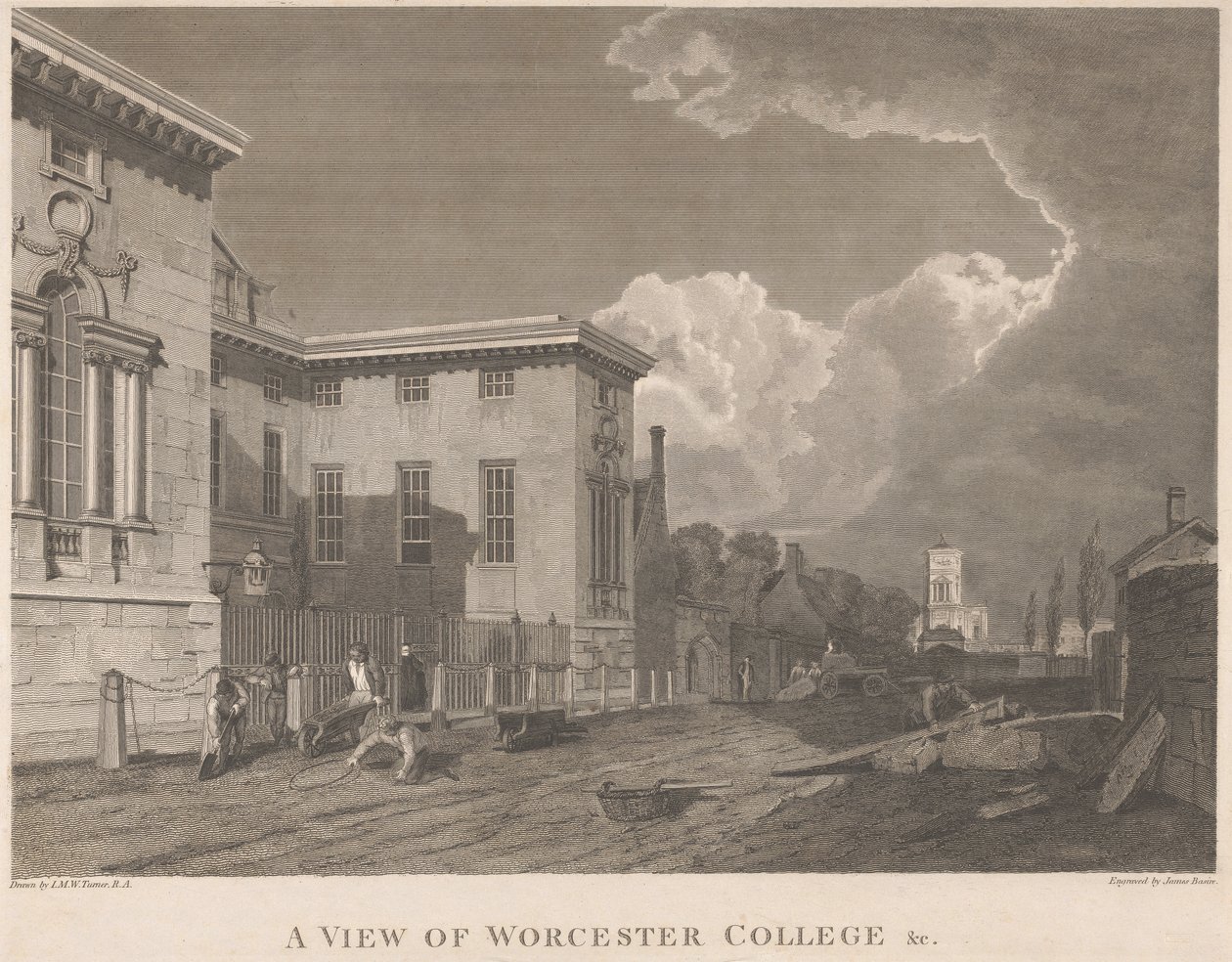 Näkymä Worcester Collegesta jne. tekijältä James Basire